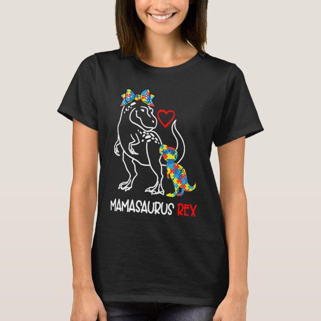 Camiseta Mamasaurus Rex Autism Awareness Autistic Kids Moth (Anverso)