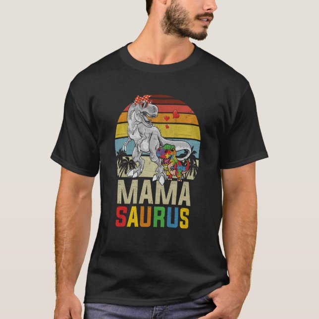 Camiseta Mamasaurus Rex Dinosaur Mama Saurus Autism Awarene (Anverso)