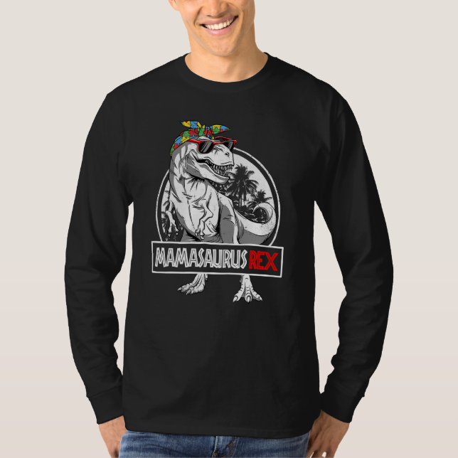 Camiseta Mamasaurus Rex Dinosaur Mama Saurus Autism Awarene (Anverso)