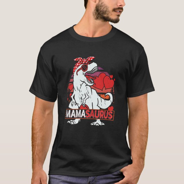 Camiseta Mamasaurus rex Dinosaur Mama Saurus Valentines Day (Anverso)
