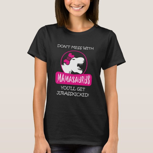 Camiseta Mamasaurus Rex dinosaurio autismo día de madre (Anverso)