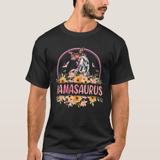Camiseta Mamasaurus Rex Mom Dinosaur Leopard Flower Rex Mam (Anverso)