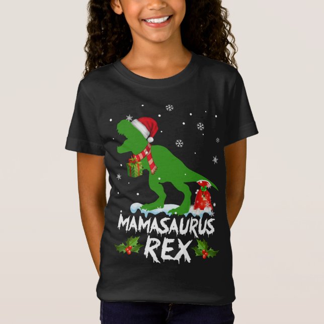 Camiseta Mamasaurus Santa Hat Navidades Pajama Fam Mateo (Anverso)