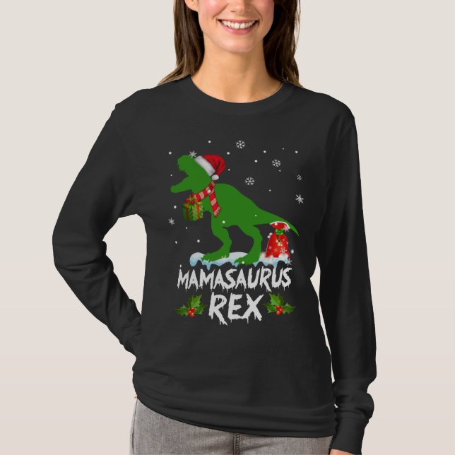 Camiseta Mamasaurus Santa Hat Navidades Pajama Fam Mateo (Anverso)