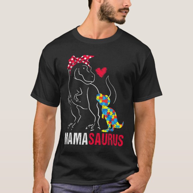 Camiseta Mamasaurus T Rex Dinosaur Mama Saurus Autism Aware (Anverso)