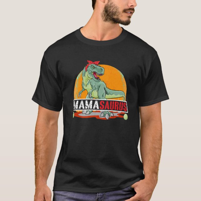 Camiseta MAMASAURUS T Rex Dinosaur Mama Saurus Birthday Vin (Anverso)