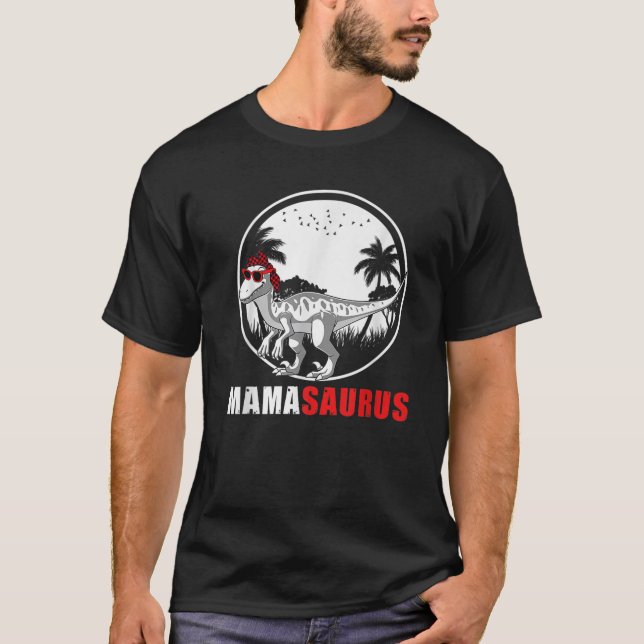 Camiseta Mamasaurus Velociraptor Dinosaur Plaid Headscarf S (Anverso)