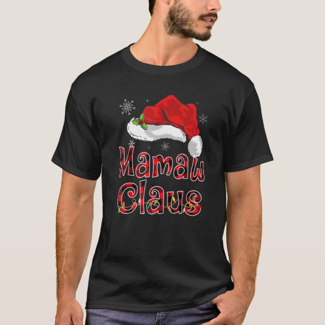 Camiseta Mamaw Claus Christmas Red Plaid Family Matching Pa (Anverso)