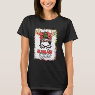 Camiseta Mamaw Claus Messy Bun Wink Navidades de reno