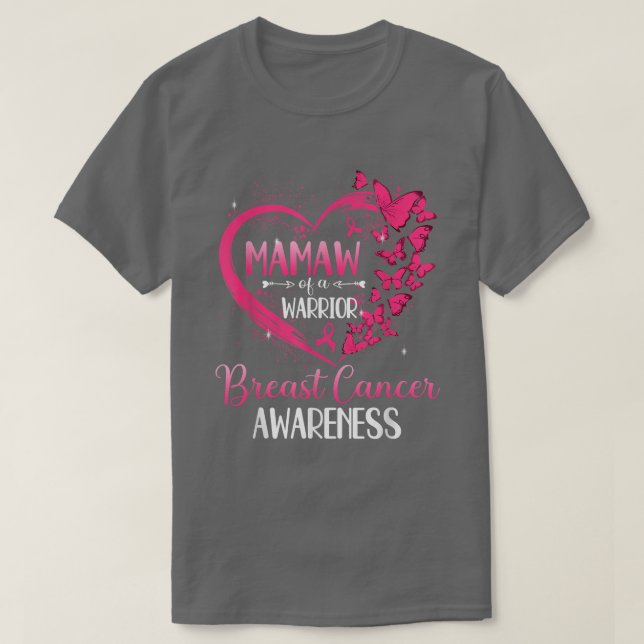 Camiseta Mamaw De Corazón De Mariposa De Un Cáncer De Mama  (Diseño del anverso)
