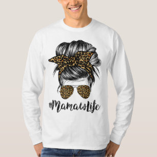 Camiseta Mamaw Life Hair Bandana Glasses Leopard Print Moth
