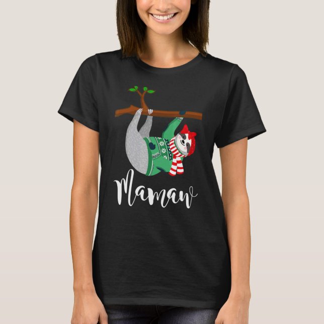 Camiseta Mamaw Sloth Santa Hat Navidades Familia Pajama (Anverso)