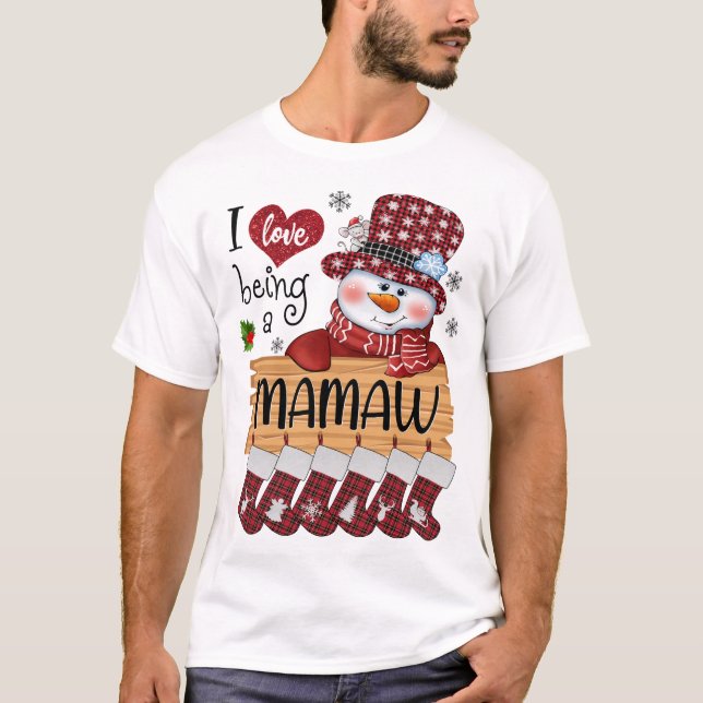 Camiseta mamaw Snowman me encanta ser Navidades de mamaw di (Anverso)