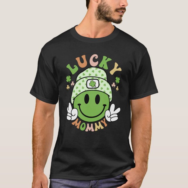 Camiseta Mami afortunada sonríe Feliz Face Meme St Patricks (Anverso)
