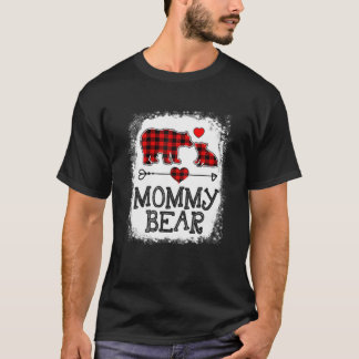 Camiseta Mami Bear Navidades Pajama Red Plaid Buffalo Fami