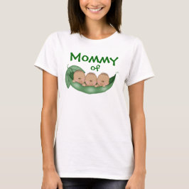Camiseta Mami de chicos trillizos con piel oscura