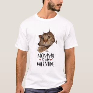Camiseta Mami Es Mi Valentine Cute Ocultando Gato Gracioso 