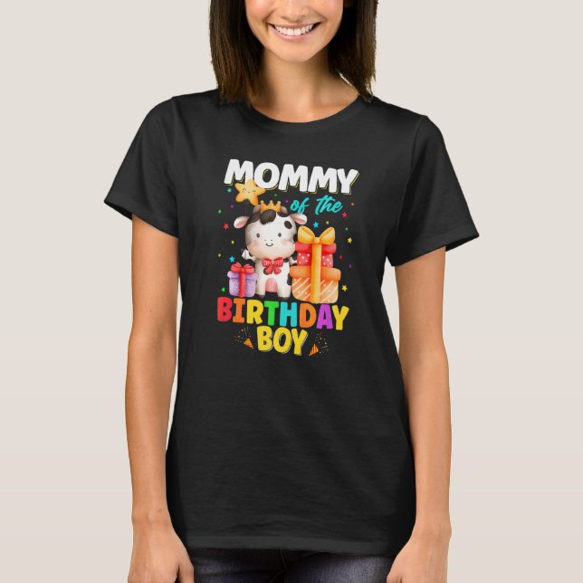 Camiseta Mami Of Birthday Boy Cow Farm Animals Family (Anverso)