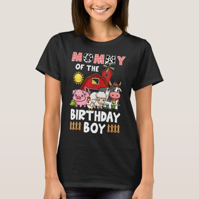 Camiseta Mami Of Birthday Boy Farming Barnyard Birthda (Anverso)