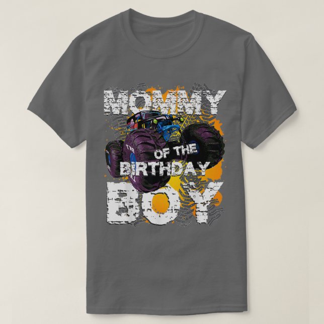 Camiseta Mami Of Birthday Boy Monster Truck Coincidiendo (Diseño del anverso)