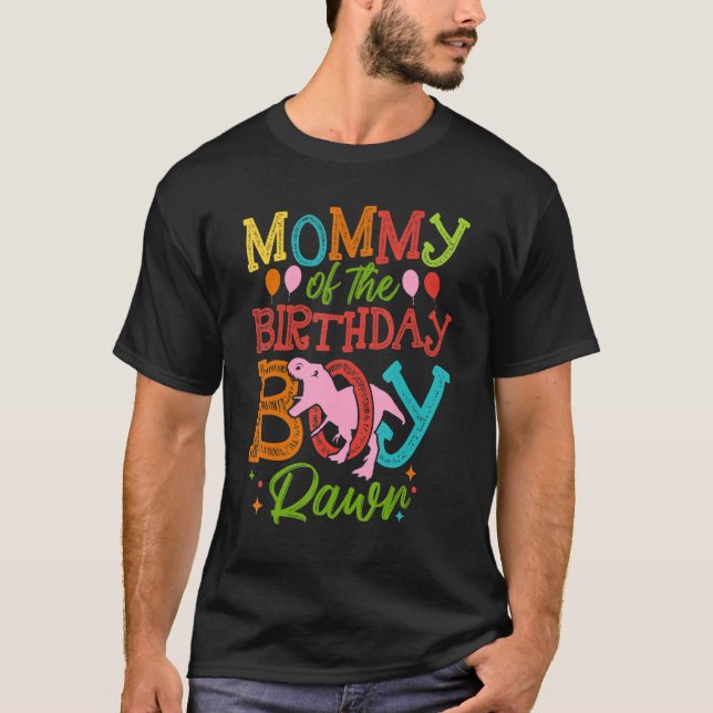 Camiseta Mami Of Birthday Boy Rawr Rex Dinosaurias Mujeres (Anverso)