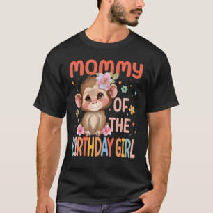 Camiseta Mami Of Birthday Chica Monkey Flower Crown Fam