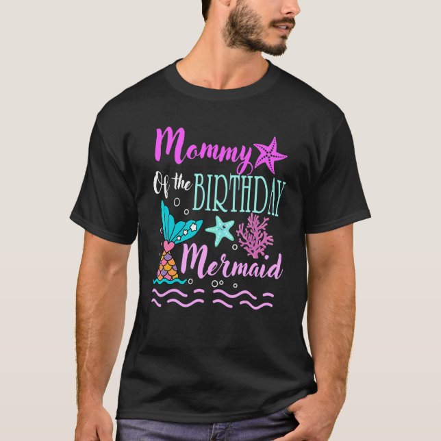 Camiseta Mami Of Birthday Mermaid Día de la Madre De Cumple (Anverso)