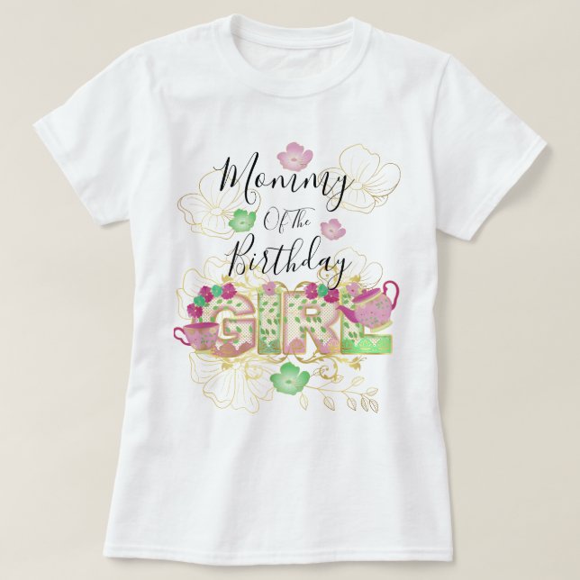Camiseta Mami of the Tea Fiesta Birthday Chica |Floral (Diseño del anverso)