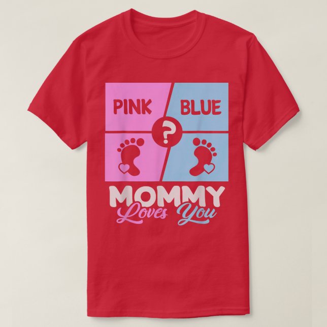 Camiseta Mami Rosa O Azul Ama A Tu Bebé Género Revelar Mo (Diseño del anverso)