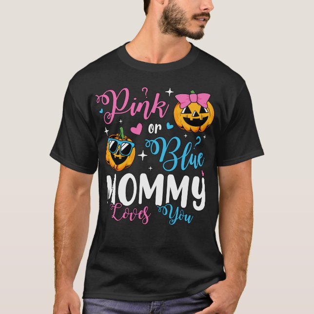 Camiseta Mami Rosa O Azul Te Ama Calabaza Hombres Bebés (Anverso)