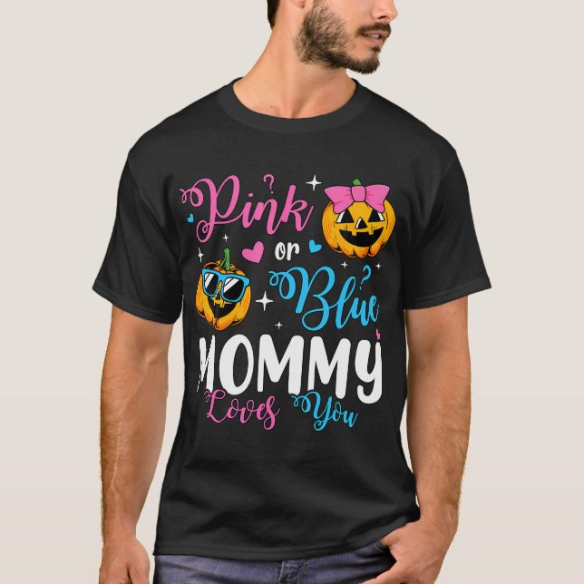 Camiseta Mami Rosa O Azul Te Ama La Calabaza Género Revelar (Anverso)