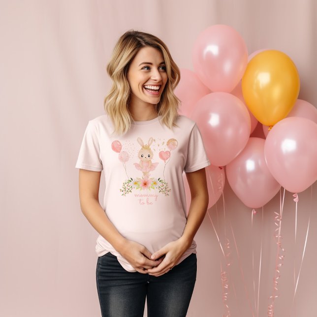 Camiseta Mami To Be Pink & Gold Tutu Ballerina Baby Shower (Mommy To Be Rabbit Ballerina Pregnant Tshirt)