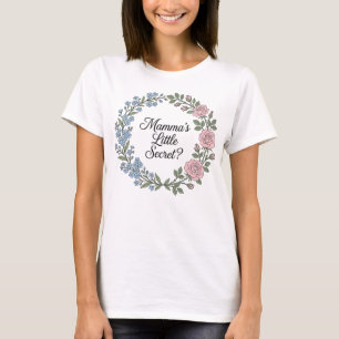 Camiseta Mamma's Little Secret Gender Reveal Floral Wreath