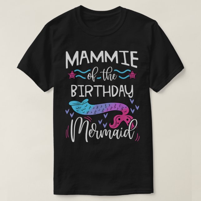Camiseta Mammie De La Familia De La Sirena De Cumpleaños Fi (Diseño del anverso)