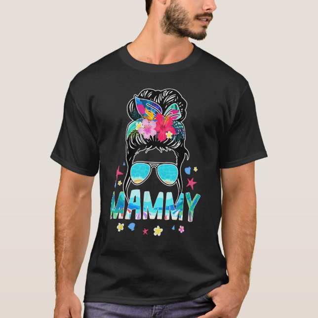 Camiseta Mammy Hello Summer Beach  Messy Bun Summertime (Anverso)