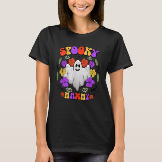 Camiseta Mammy Retro Espeluznante Floral Fantasma Halloween
