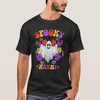 Camiseta Mammy Retro Groovy Floral Espeluznante Fantasma Ha