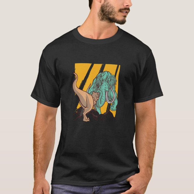 Camiseta Mamut Vs T Rex Dino Fiesta Mammoth Dinosaur Regalo (Anverso)