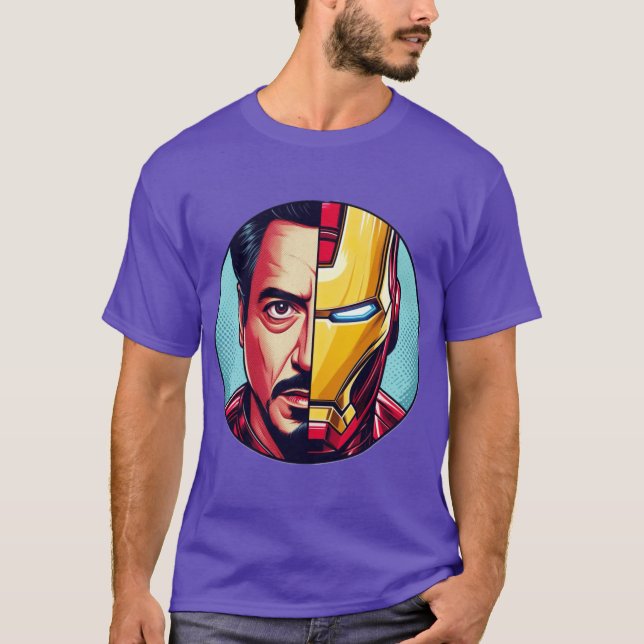 Camiseta Man and Machineony Stark and Iron Man Fusion in Co (Anverso)