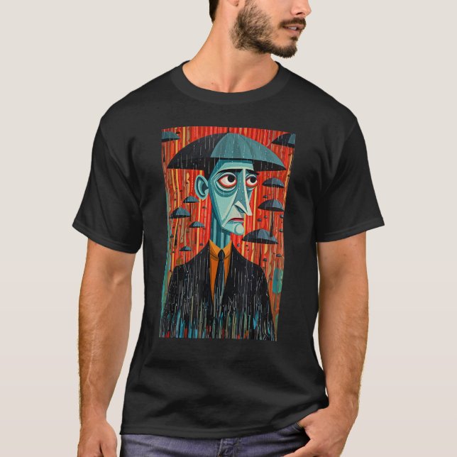 Camiseta Man and Umbrella Surrealistic Horror Abstract Hall (Anverso)