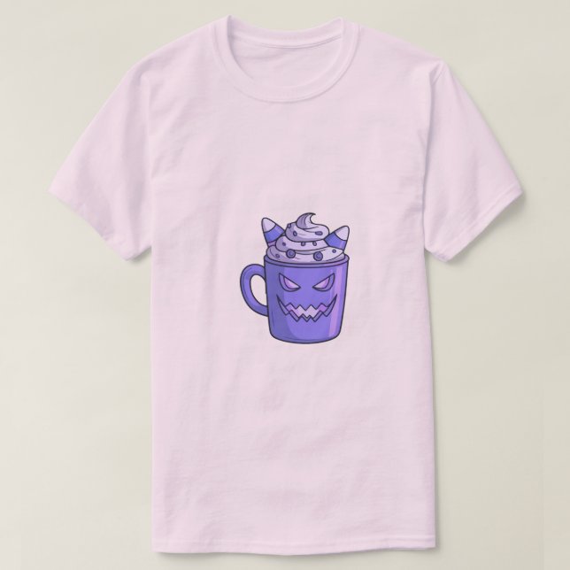 Camiseta Man in White T-Shirt with Spooky Drink Graphic (Diseño del anverso)