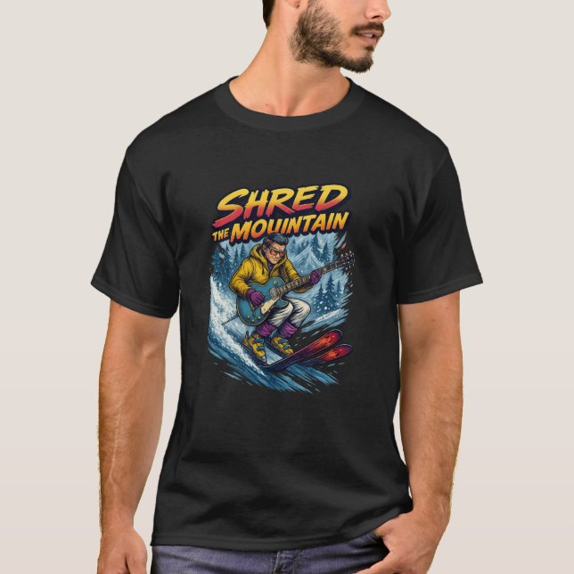Camiseta Man shredding with guitar and snow skis (Anverso)