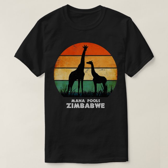 Camiseta Mana Pools Zimbabue Girafa Safari Parque Nacional  (Diseño del anverso)