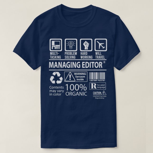 Camiseta Managing Editor Multitasking Job Gift Item (Diseño del anverso)
