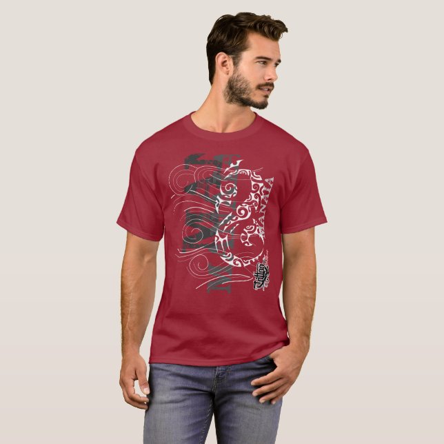 Camiseta Manaia - guarda (escritura roja) (Anverso completo)