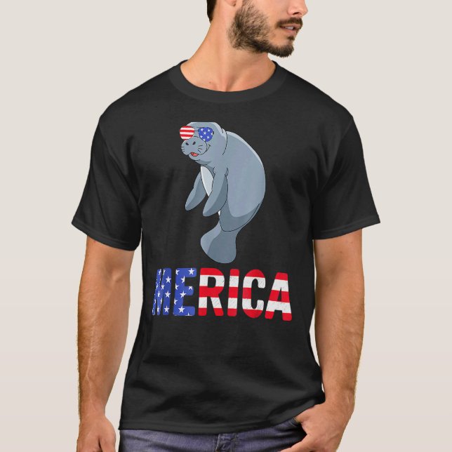 Camiseta Manatee 4 De Julio Merica Mar De Los Animales Sung (Anverso)