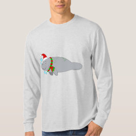 Camiseta Manatee con Santa Hat y Scarf