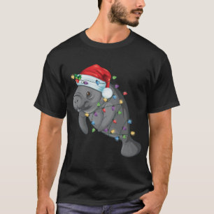 Camiseta Manatee gracioso en Santa Hat Manatee Navidades Pa