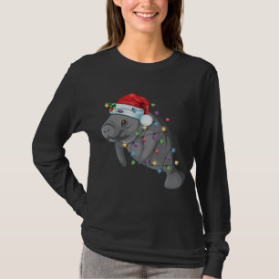Camiseta Manatee gracioso en Santa Hat Manatee Navidades Pa