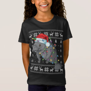 Camiseta Manatee gracioso en Santa Hat Navidades feos Pajam